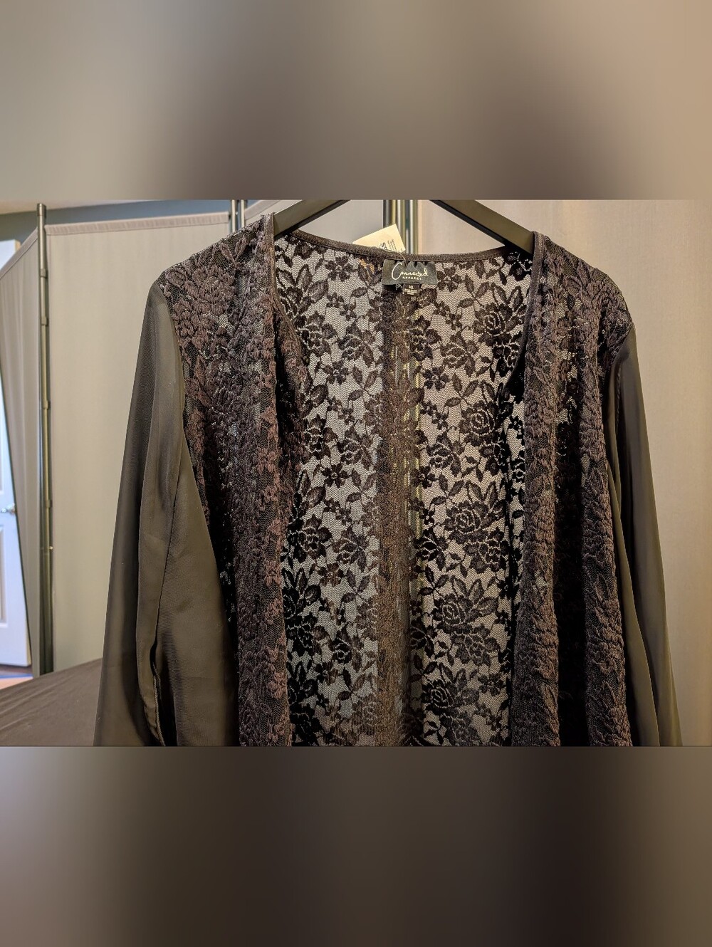 Chaus Black Lace Open-Front Jacket Cardigan Dress Up NWT Dress Up Xl